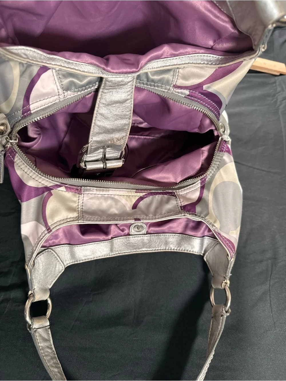Coach Soho Scarf Print Shoulder Bag Purple Gray Silver Retro Y2K F17135 Vintage
